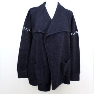 Lucky Brand Wrap Cardigan Open Front 2 Front pocket Size M/M Black
